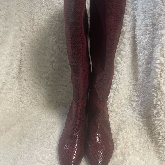 Comfortview Wide Calf Boot synthetic lizard print Burgundy KneeHigh Boots SZ12WW - Picture 3 of 12